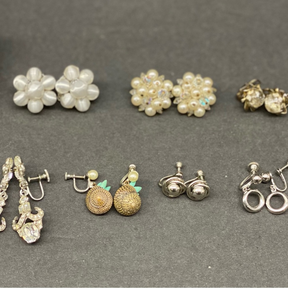 Lot of Vintage Costume Clip-on and Screw-back Earrings